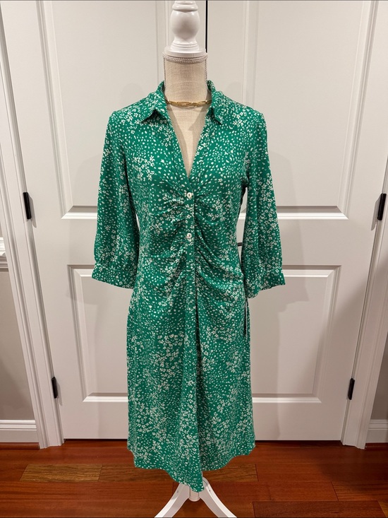 Dkny Dresses & Skirts - Dkny Green Speckled Ruched Button-Front Midi Dress